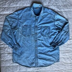Vintage 2001 Red Tab Levis Worn Light Denim Button Down Y2K 90s Classic - Large